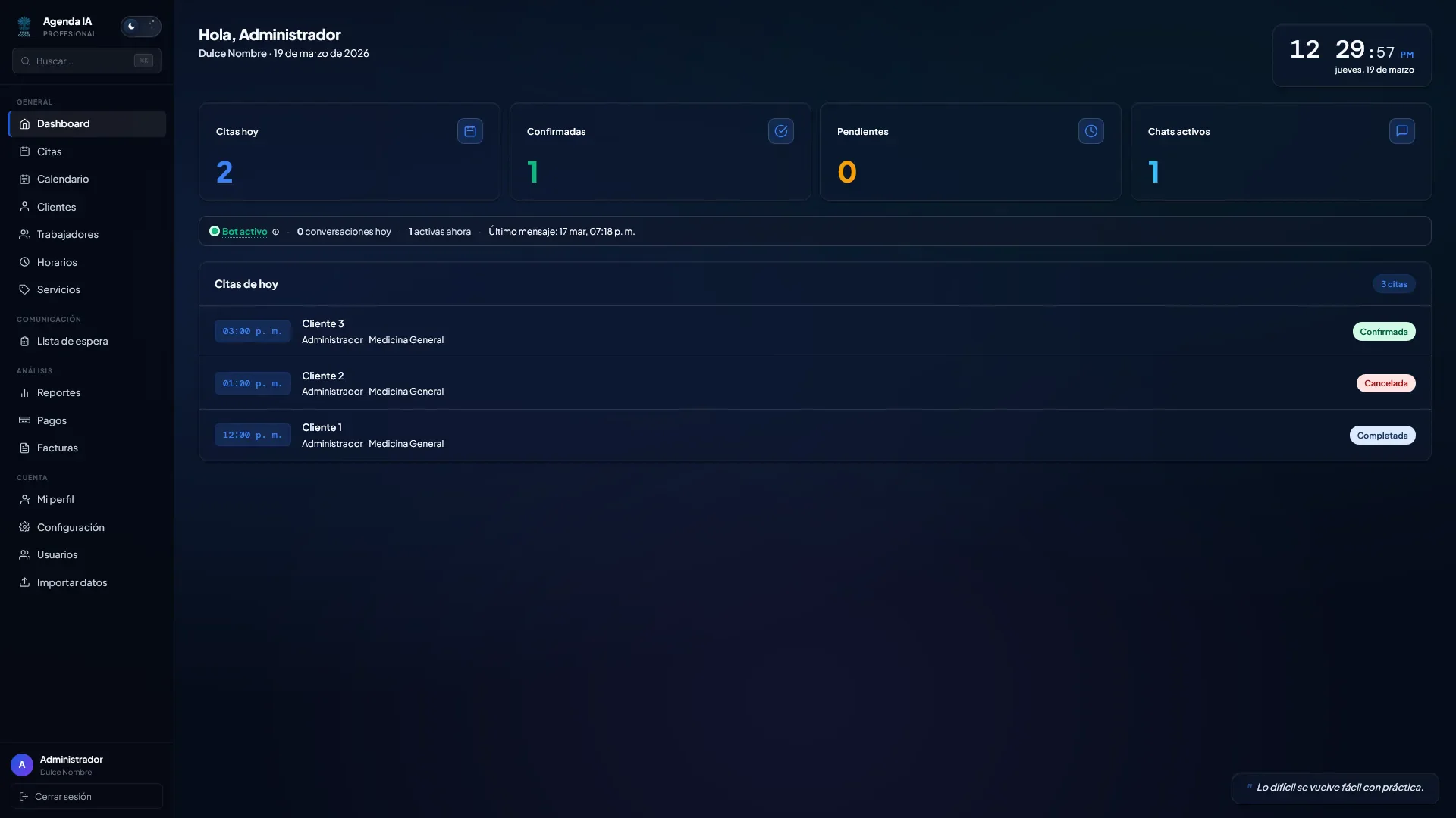 Agenda IA dashboard