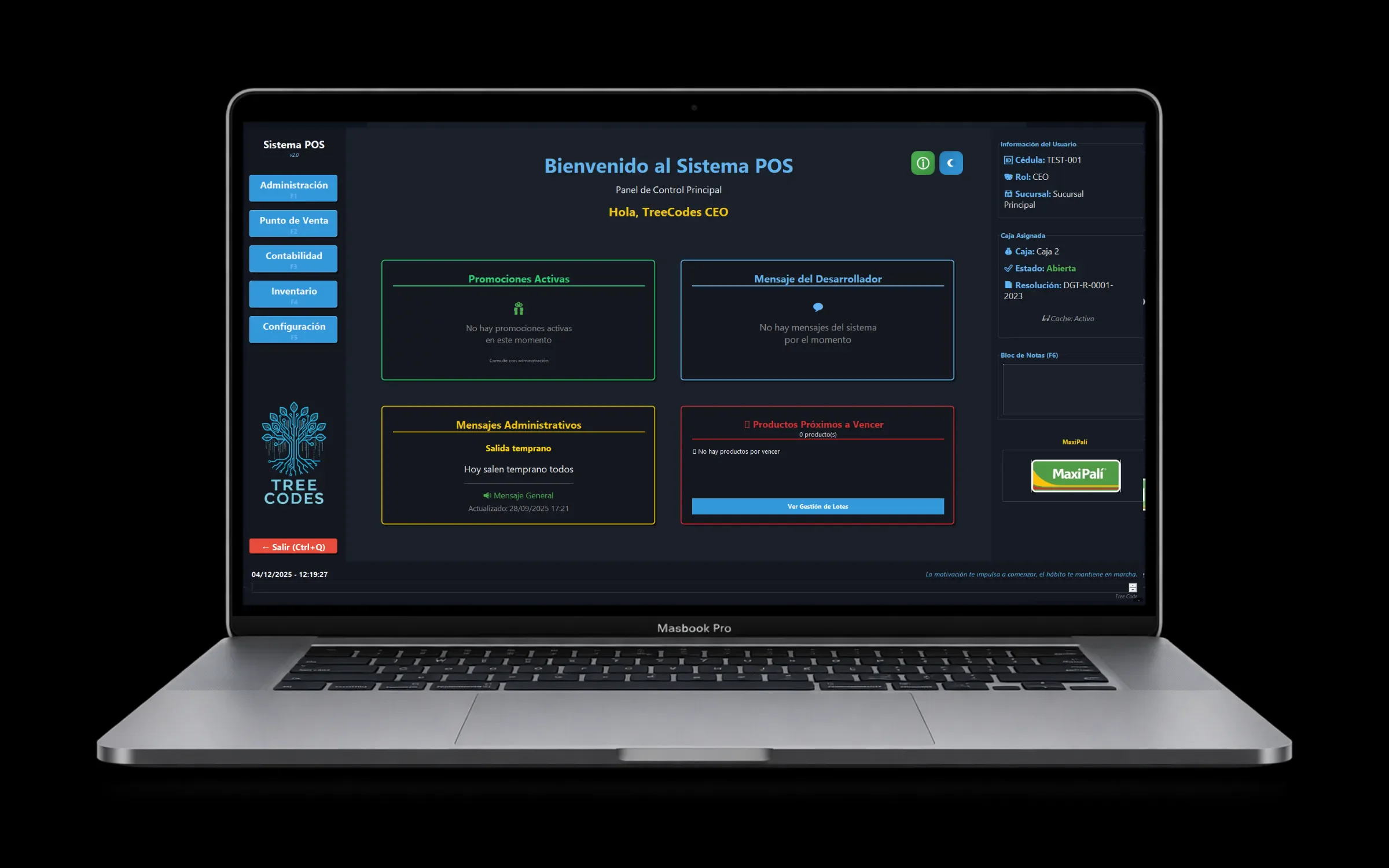 POS Tree Codes main interface